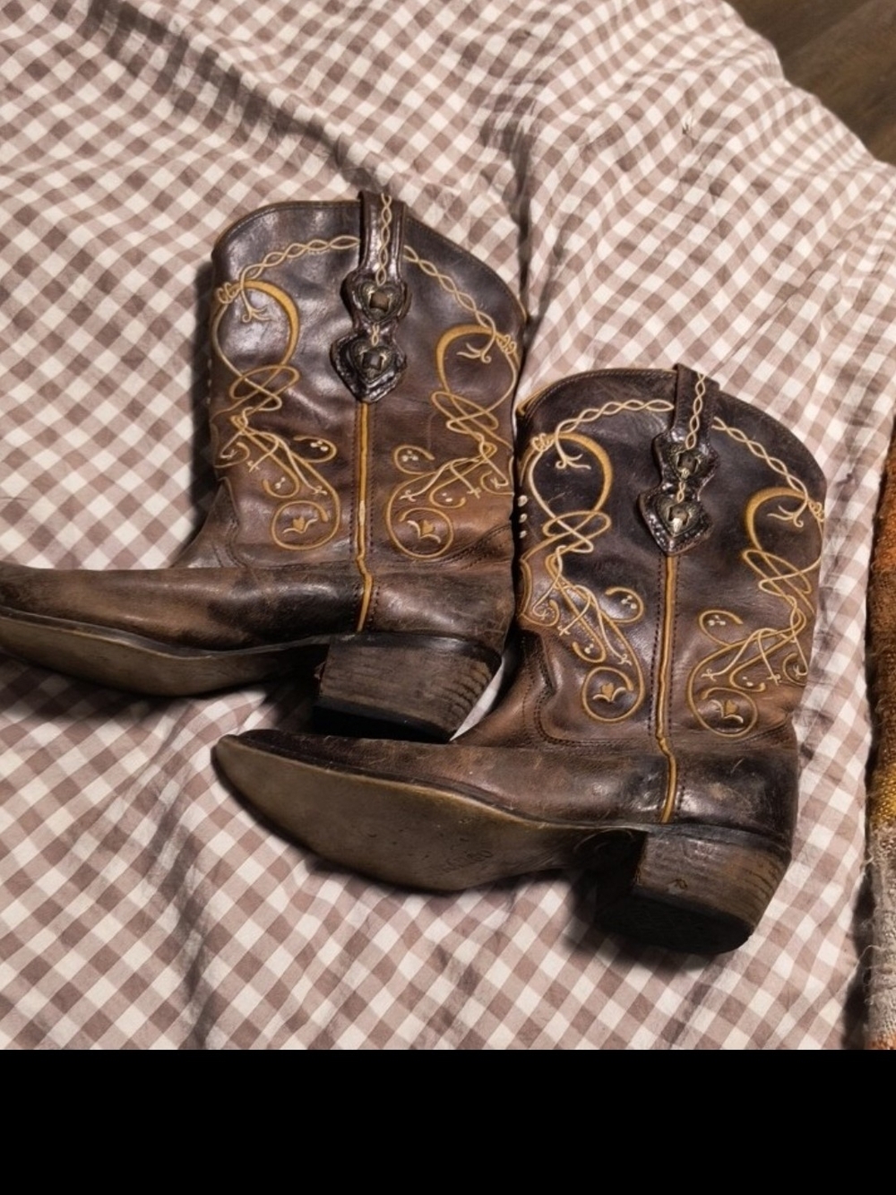 Durango Brown Leather Cowboy Boots with Gold Embroidery
